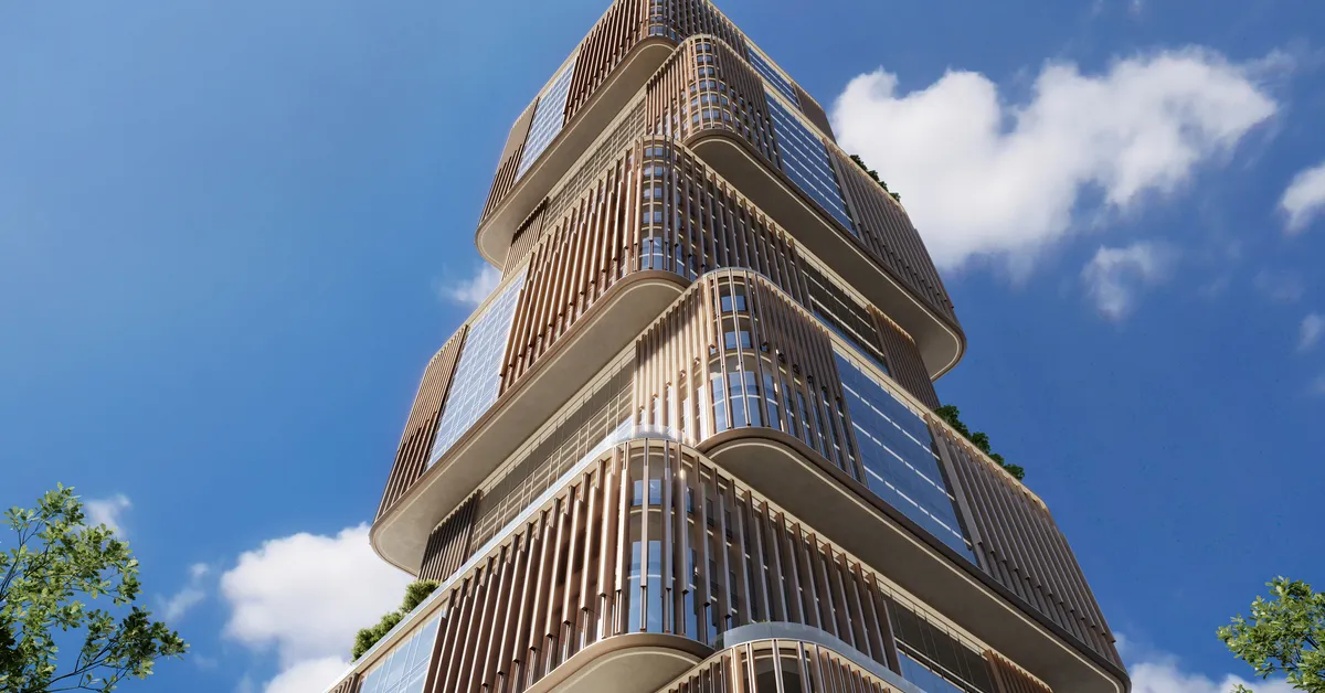 31 Above بیوند | دفاتر دبی ماریتایمسیتی از ۸.۱ میلیون درهم نمای شاخص برج 31 Above در آسمان آبی