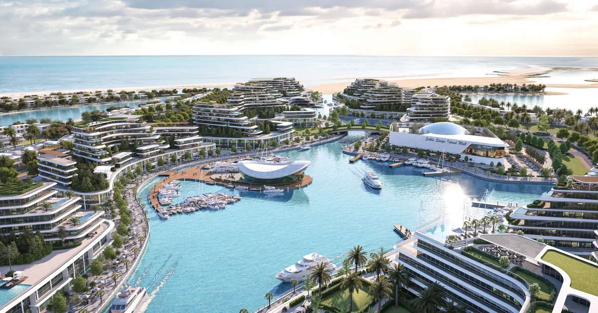 مارینا رزیدنس سوبها سینیا آیلند | Marina Residences نمای هوایی مارینای طبیعی جزیره سینیا با قایقهای لنگرانداخته