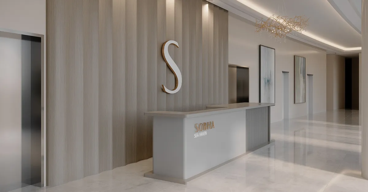 پیشخوان پذیرش لابی با نشان Sobha SeaHaven